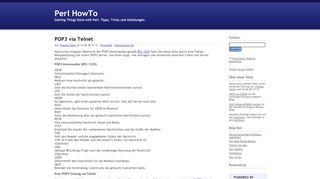 
                            12. POP3 via Telnet - Perl HowTo - Tipps, Tricks und Anleitungen