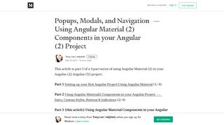 
                            1. Popups, Modals, and Navigation — Using Angular Material (2) - Medium