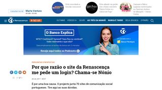 
                            3. Por que razão o site da Renascença me pede um login? Chama-se ...