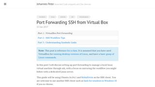 
                            8. Port Forwarding SSH from Virtual Box · Johannes Peter