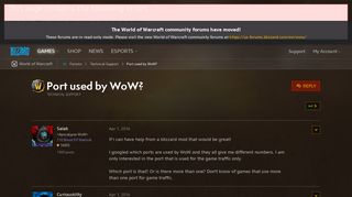 
                            4. Port used by WoW? - World of Warcraft Forums - Blizzard Entertainment