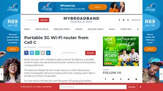 
                            13. Portable 3G Wi-Fi router from Cell C - MyBroadband