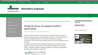 
                            6. Portal do Aluno no sistema GURI é aprimorado - Sites da Unipampa