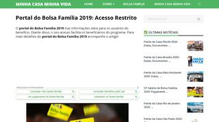 
                            13. PORTAL DO BOLSA FAMÍLIA 2019 → Acesso Restrito