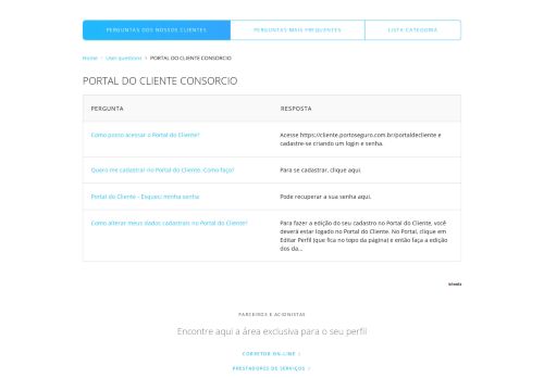 
                            7. portal do cliente consorcio - Perguntas mais frequentes - Porto Seguro