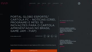 
                            9. Portal Globo Esporte/ Cartola FC – Notícias (CRIEI, PROGRAMEI E ...