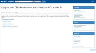 
                            8. Portal Intranet Kominfo - Pengumuman CPNS Kementerian ...