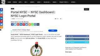 
                            10. Portal NYSC - NYSC Dashboard | NYSC Login Portal – PG Updates