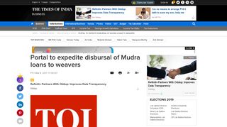 
                            5. Portal to expedite disbursal of Mudra loans to weavers - Times of India