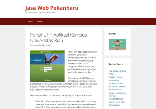 
                            8. Portal Unri Aplikasi Kampus Universitas Riau | Jasa Web Pekanbaru
