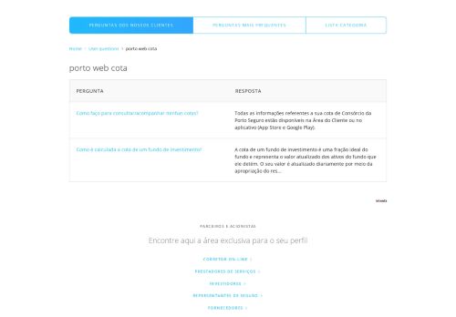 
                            10. porto web cota - Perguntas mais frequentes - Porto Seguro
