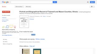 
                            9. Portrait and Biographical Record of Tazewell and Mason Counties, ... - Keputusan Buku Google