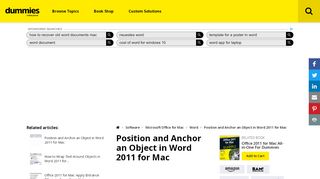 
                            10. Position and Anchor an Object in Word 2011 for Mac - dummies