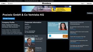 
                            11. Posiwio GmbH & Co Vertriebs KG: Company Profile - Bloomberg