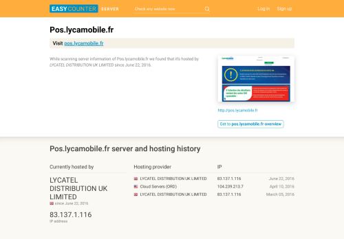 
                            11. Pos.lycamobile.fr server and hosting history