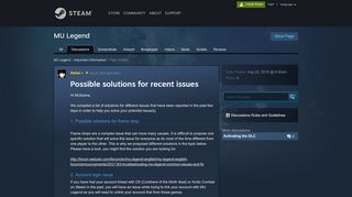 
                            5. Possible solutions for recent issues :: MU Legend Important Information