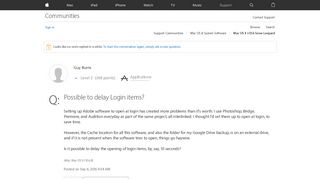
                            2. Possible to delay Login items? - Apple Community - Apple Discussions