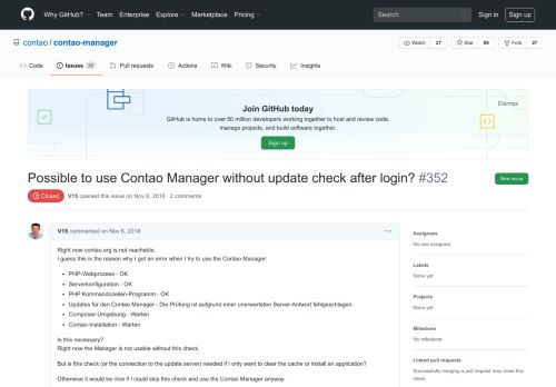 
                            11. Possible to use Contao Manager without update check after login ...