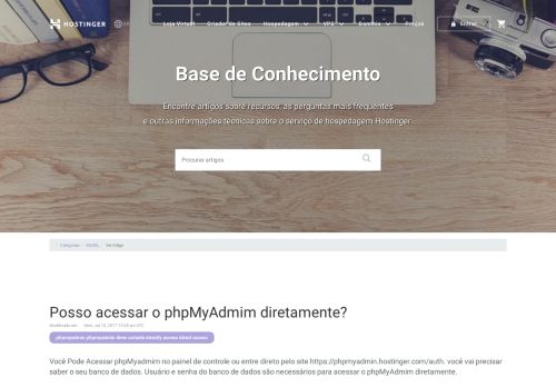 
                            6. Posso acessar o phpMyAdmim diretamente? - Hostinger