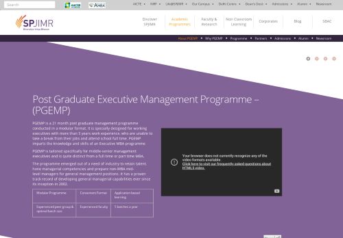 
                            3. Post Graduate Executive Management Programme (PGEMP) - Spjimr