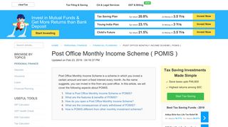 
                            9. Post Office Monthly Income Scheme ( POMIS ) - ClearTax