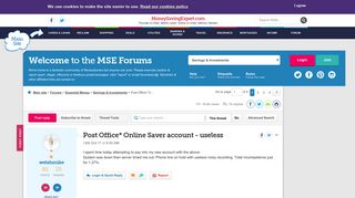 
                            11. Post Office* Online Saver account - useless - MoneySavingExpert ...
