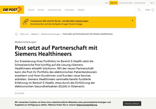 
                            11. Post setzt auf Partnerschaft mit Siemens Healthineers - Die Post