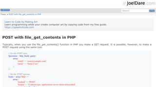 
                            8. POST with file_get_contents in PHP [JoelDare.com]