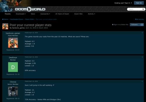 
                            11. Post your current player stats - Doom 2016 - Doomworld