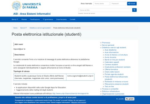 
                            4. Posta elettronica istituzionale (studenti) | ASI - Area Sistemi Informativi
