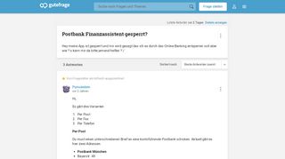 
                            1. Postbank Finanzassistent gesperrt? (App, entsperren) - Gutefrage