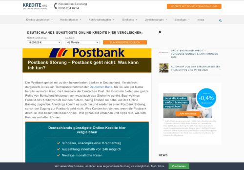 
                            12. Postbank geht nicht » Postbank Störung? | Jetzt Tipps lesen - Kredite.org