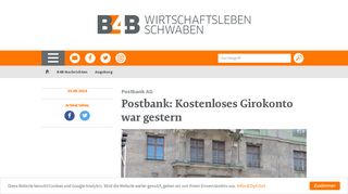
                            13. Postbank: Kostenloses Girokonto war gestern - Augsburg - B4B ...