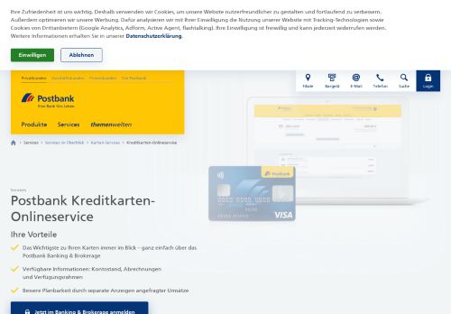
                            10. Postbank: Kreditkarten-Onlineservice