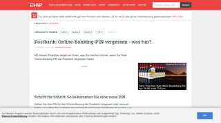
                            9. Postbank: Online-Banking-PIN vergessen - was tun? - CHIP