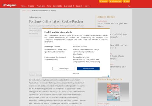
                            7. Postbank-Online hat ein Cookie-Problem - PC Magazin