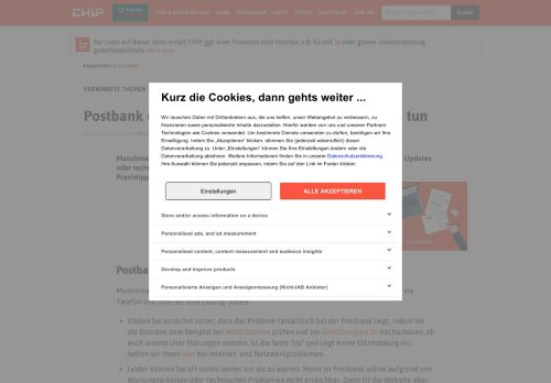 
                            8. Postbank online nicht erreichbar - das können Sie tun - CHIP