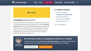 
                            7. Postbank Sparcard-Konditionen im Test | Kritische-Anleger.de