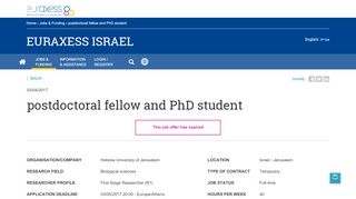 
                            13. postdoctoral fellow and PhD student | EURAXESS Israel