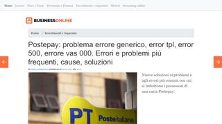 
                            3. Postepay: problema errore generico, error tpl, error 500, errore vas ...