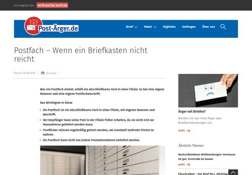 
                            8. Postfach – Wenn ein Briefkasten nicht reicht | Post-Ärger