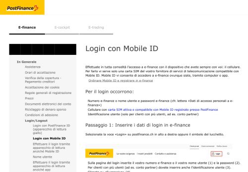 
                            7. PostFinance - Login con Mobile ID