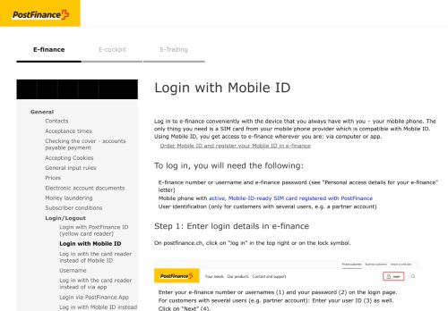 
                            5. PostFinance - Login with Mobile ID