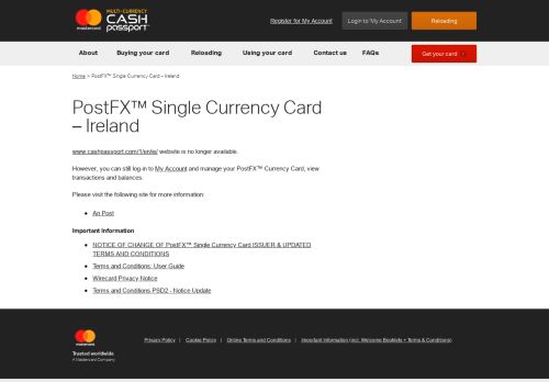 
                            7. PostFX™ Single Currency Card – Ireland - Important Information ...