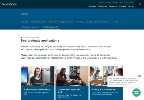 
                            4. Postgraduate applications | University of Southampton