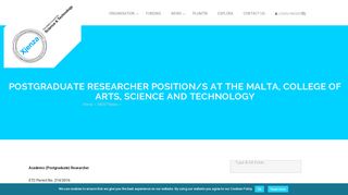 
                            8. Postgraduate Researcher Position/s at the Malta, College of Arts ...