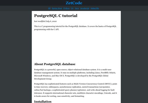 
                            3. PostgreSQL C tutorial - PostgreSQL programming in C - ZetCode