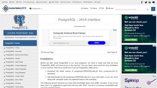 
                            2. PostgreSQL - JAVA Interface - Tutorialspoint