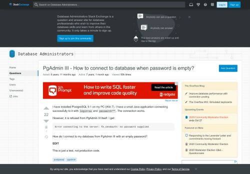 
                            5. postgresql - PgAdmin III - How to connect to database when ...