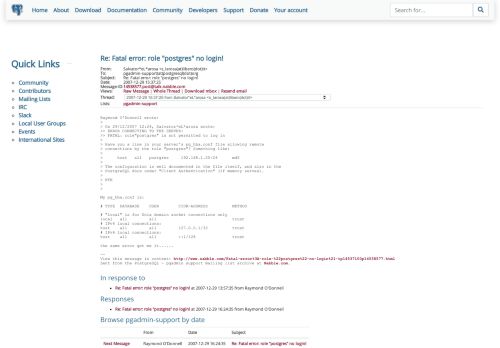 
                            5. PostgreSQL: Re: Fatal error: role 